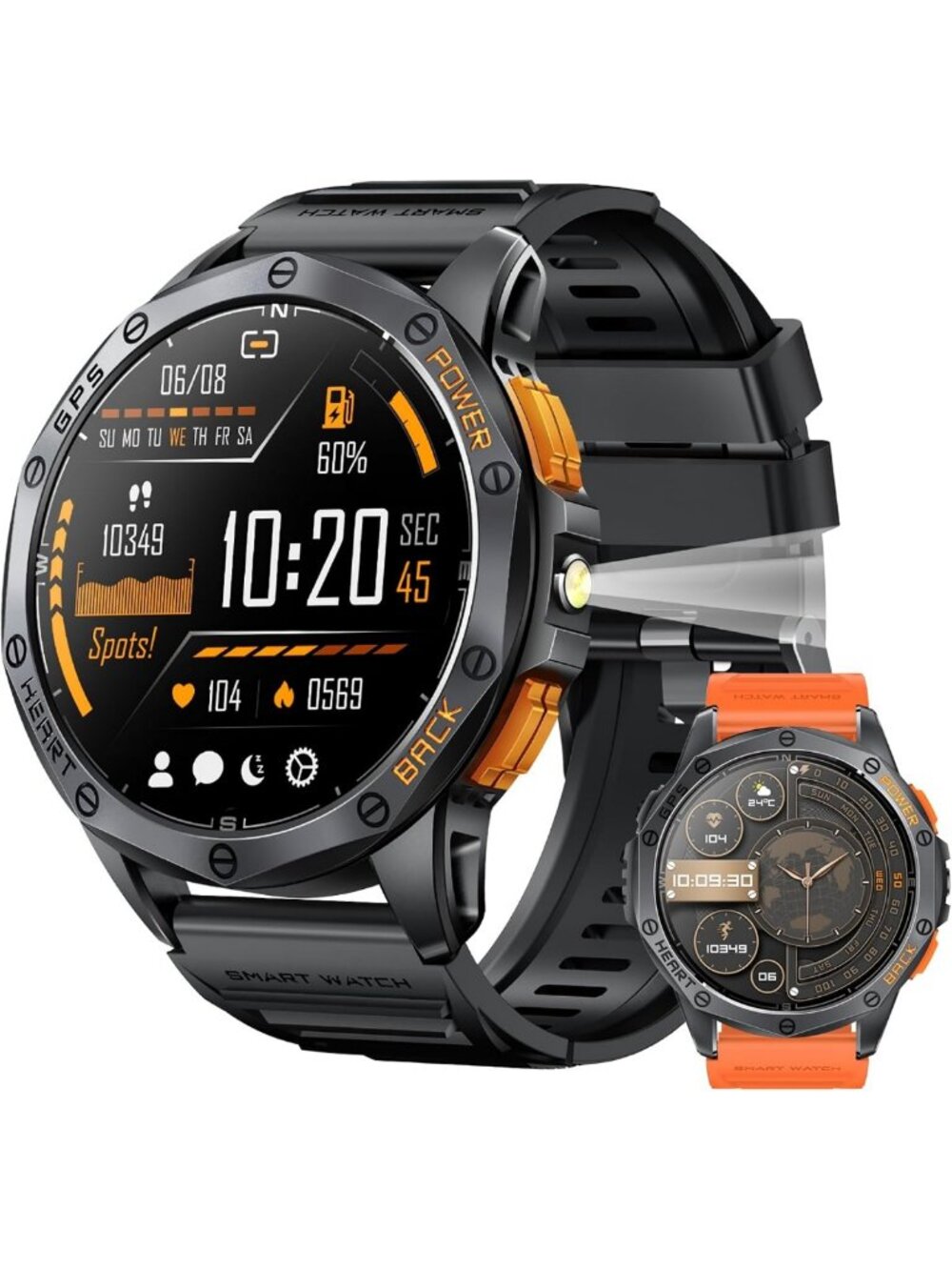 Men's Military Smart Watch with GPS, 30-Day Battery, 1.43" AMOLED Display